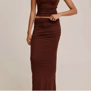 Venroy draped jersey skirt